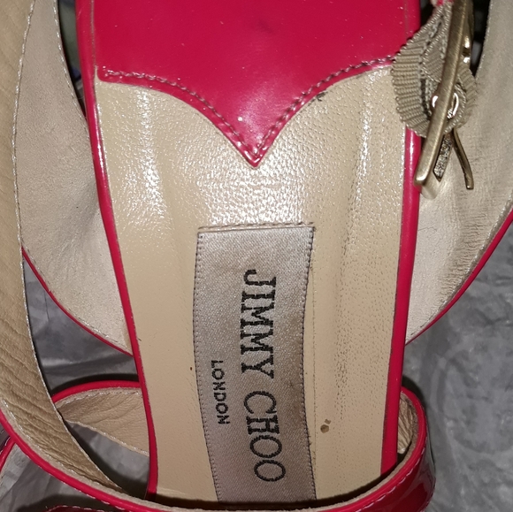 JIMMY CHOO “Louisa" Fuchsia Pink Strappy Platform Sandals Shoes Size 39 8.5M US - Picture 7 of 16